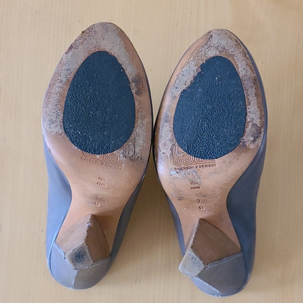 Belle Sigerson Morrison Grey Leather Mules - sz 7 - Picture 10 of 13